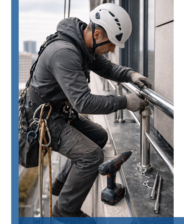 Монтаж ограждений на высоте в Сланцах для зданий и конструкций