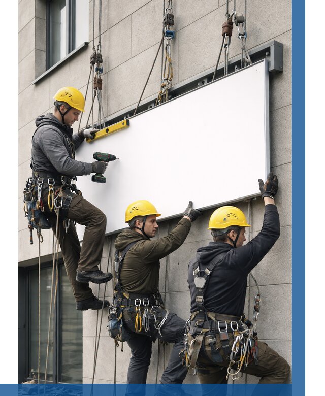 Монтаж рекламной вывески в Сланцах от 8266 р. | ВЫСОТНИК-Слы