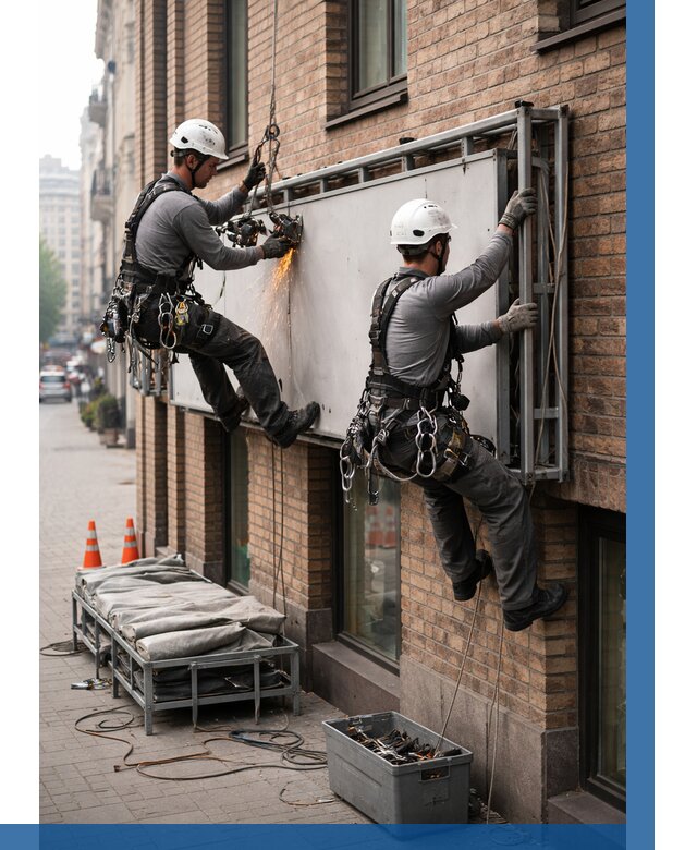 Демонтаж рекламной вывески в Сланцах от 6716 р. | ВЫСОТНИК-Слы