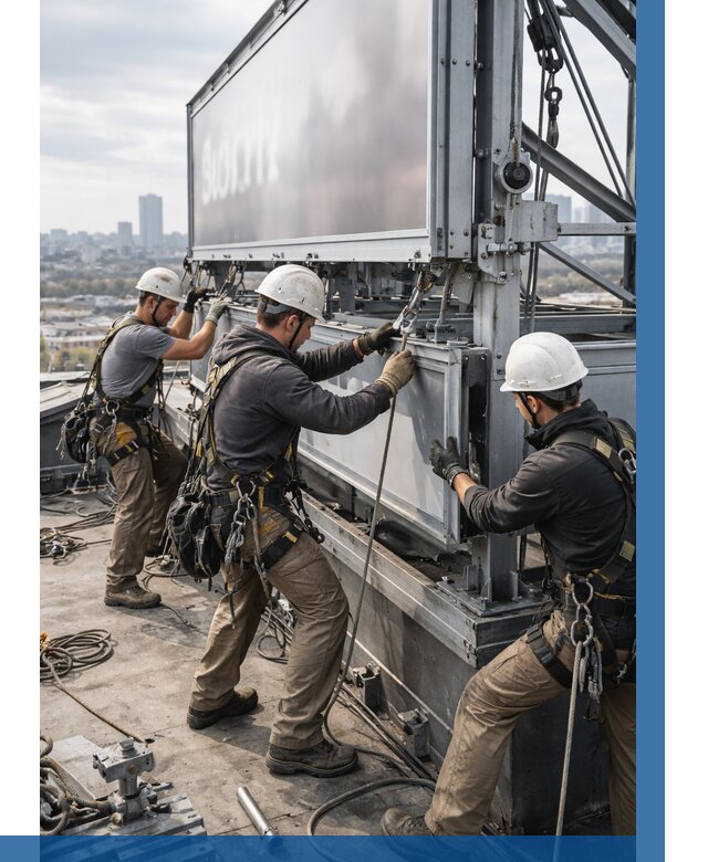 Монтаж крышной рекламной конструкции в Сланцах от 61992 р.|ВЫСОТНИК-Слы