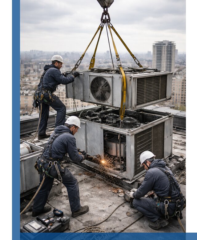 Демонтаж крышной установки в Сланцах любой сложности