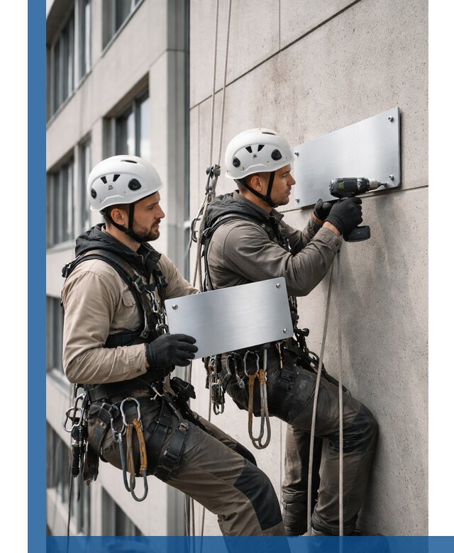 Монтаж табличек и указателей в Сланцах для зданий и сооружений