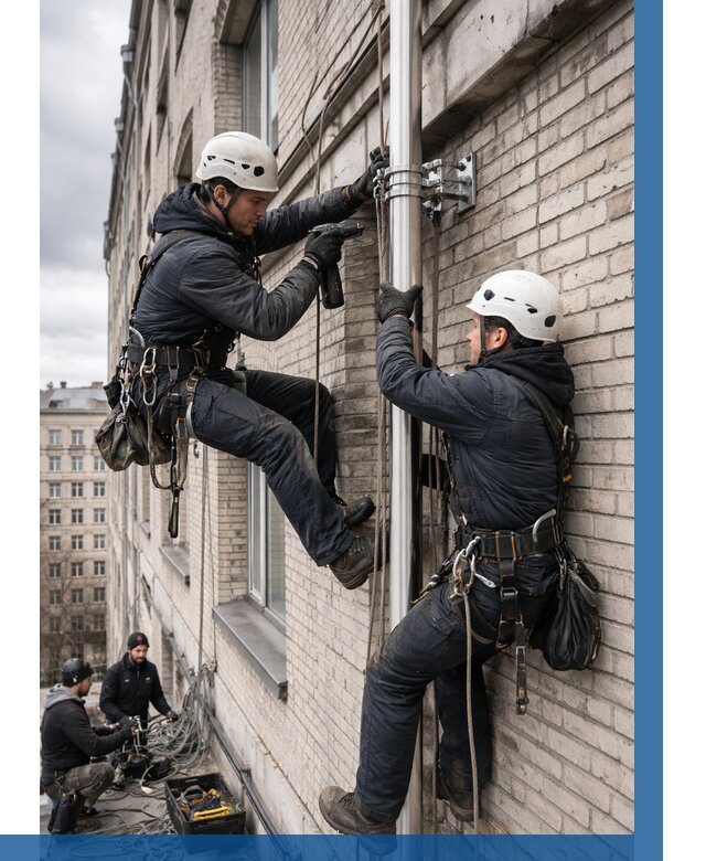 Монтаж флагштока на здании в Сланцах от 6716 р. | ВЫСОТНИК-Слы