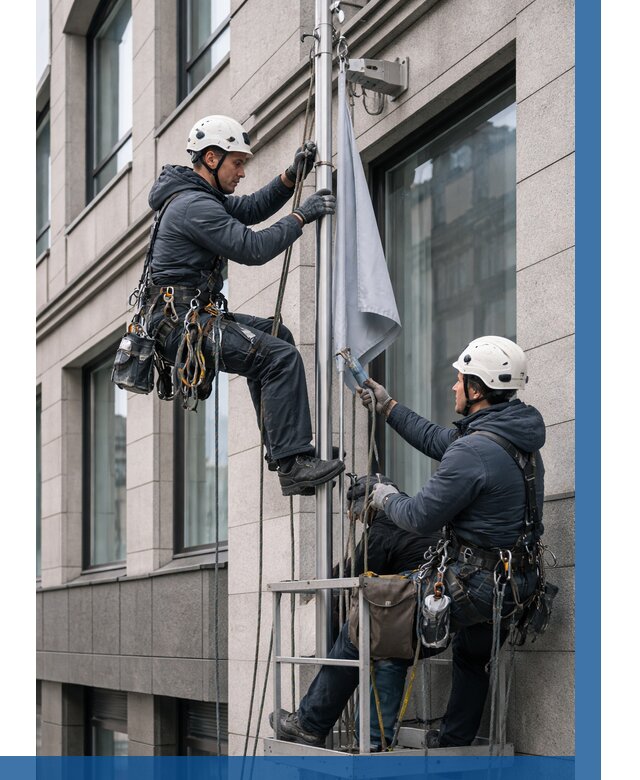 Установка флагов на фасаде в Сланцах от 4649 р. | ВЫСОТНИК-Слы