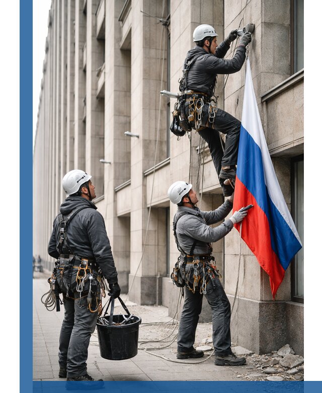 Профессиональная установка флагов на фасаде в Сланцах