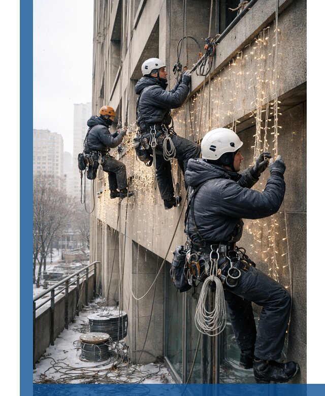 Монтаж новогодней иллюминации и украшение фасадов в Сланцах