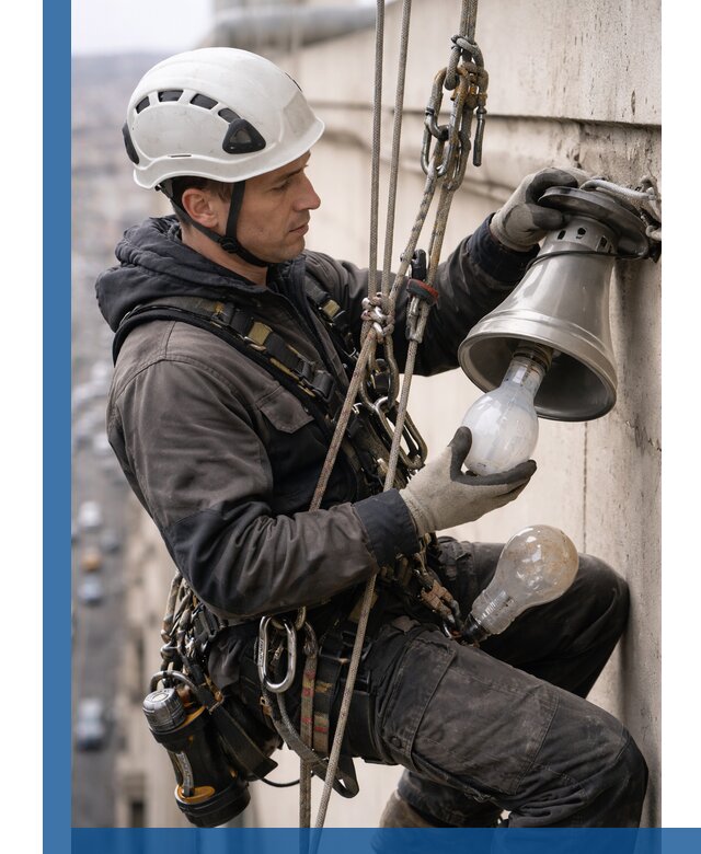 Замена ламп на высоте в Сланцах профессионально и быстро