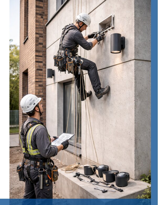 Монтаж фасадного освещения в Сланцах от 2583 р. | ВЫСОТНИК-Слы