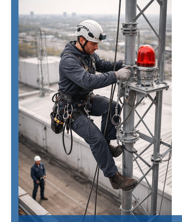 Монтаж заградительных огней и обслуживание объектов в Сланцах
