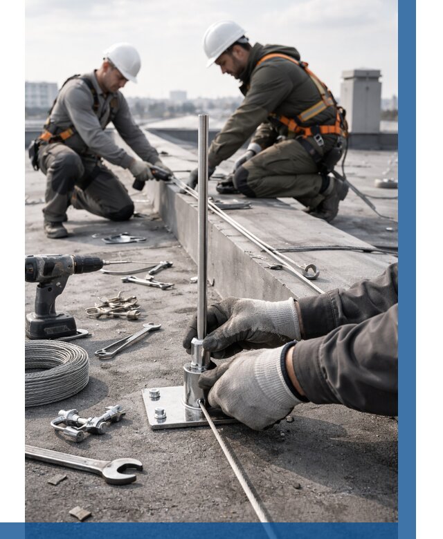 Монтаж молниезащиты на кровле в Сланцах цена от 25830 р. | ВЫСОТНИК-Слы