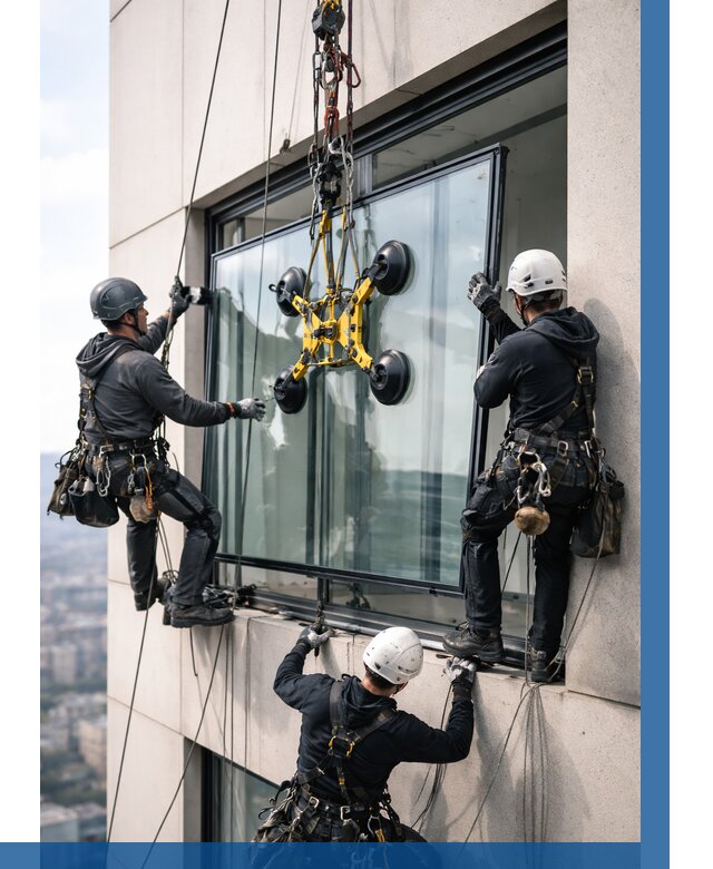 Монтаж стеклопакетов на высоте в Сланцах от 3306 р. | ВЫСОТНИК-Слы