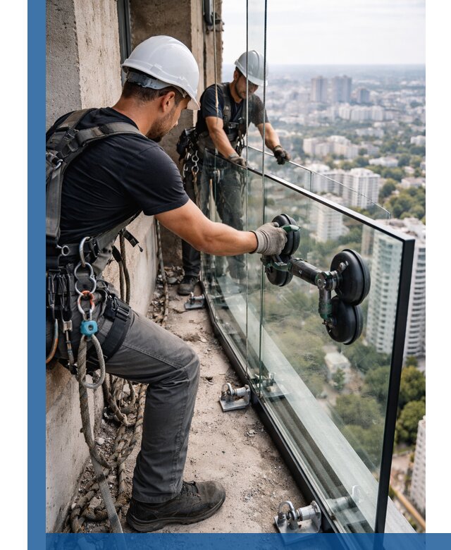 Монтаж стеклянных ограждений под ключ с гарантией в Сланцах