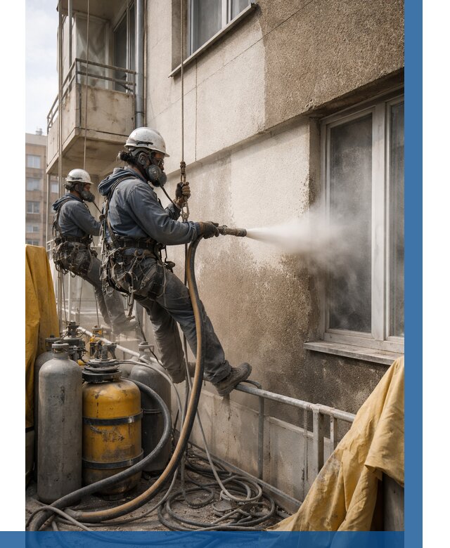 Пескоструйная очистка фасада в Сланцах от 672 р. | ВЫСОТНИК-Слы