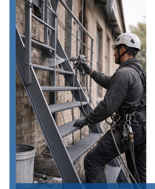 Покраска и антикоррозионная защита пожарных лестниц в Сланцах