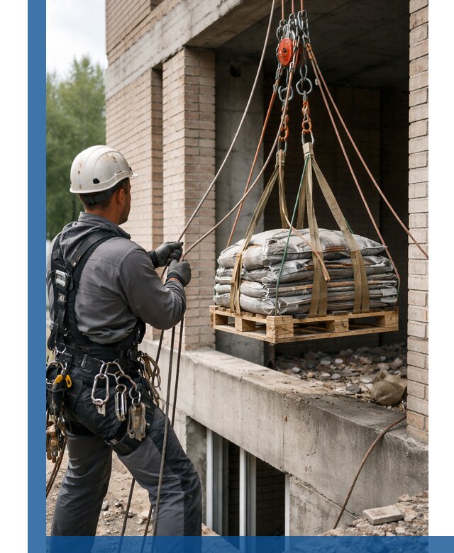 Подъем материалов на этаж веревками в Сланцах оперативно