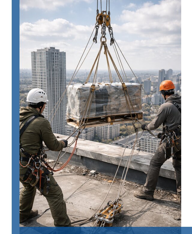 Подъем и монтаж крупногабаритных грузов на крышу в Сланцах