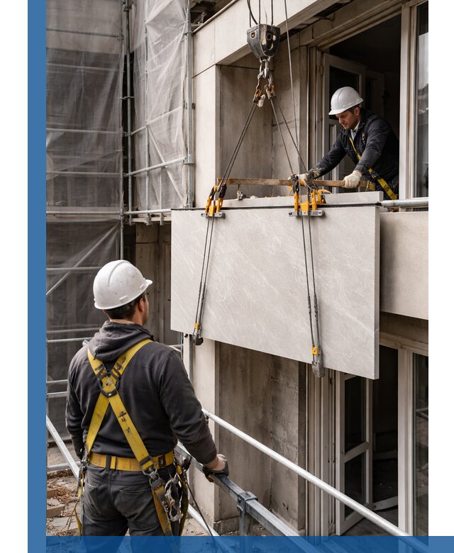 Подъем керамогранита на этаж в Сланцах грузчиками и техникой