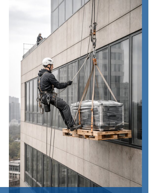 Спуск груза по фасаду в Сланцах от 3616 р. | ВЫСОТНИК-Слы