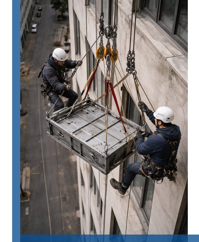 Спуск и подъем грузов по фасаду в Сланцах для зданий