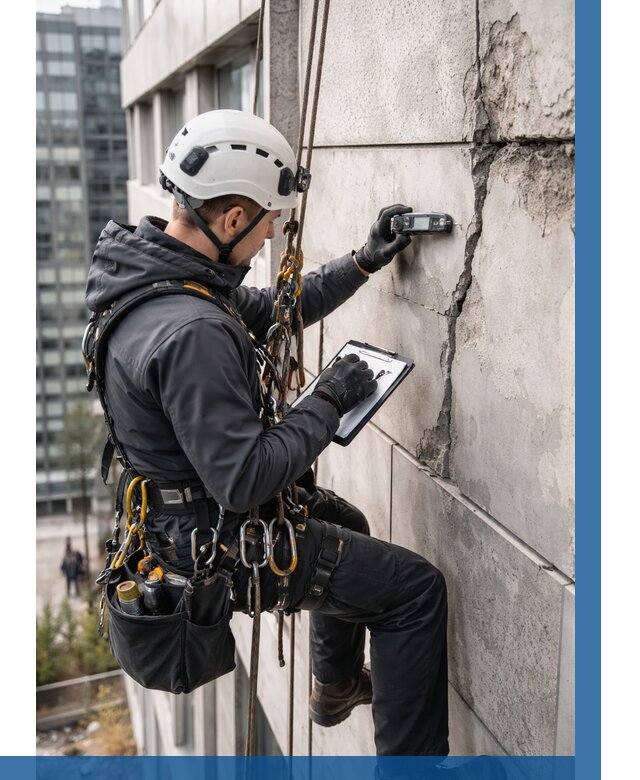 Обследование фасада альпинистами в Сланцах от 124 р. | ВЫСОТНИК-Слы