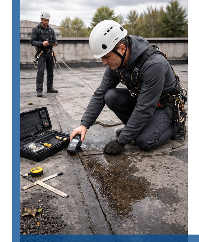 Обследование кровли на протечки и выявление дефектов в Сланцах