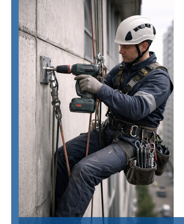 Установка анкерных точек для высотных работ в Сланцах