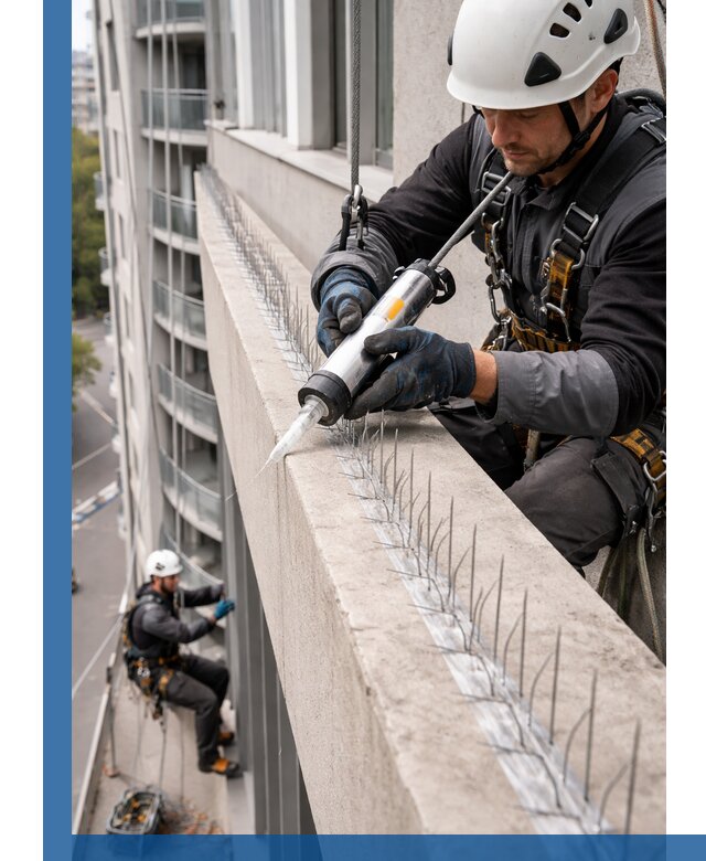 Установка шипов от птиц на фасадах и кровлях в Сланцах